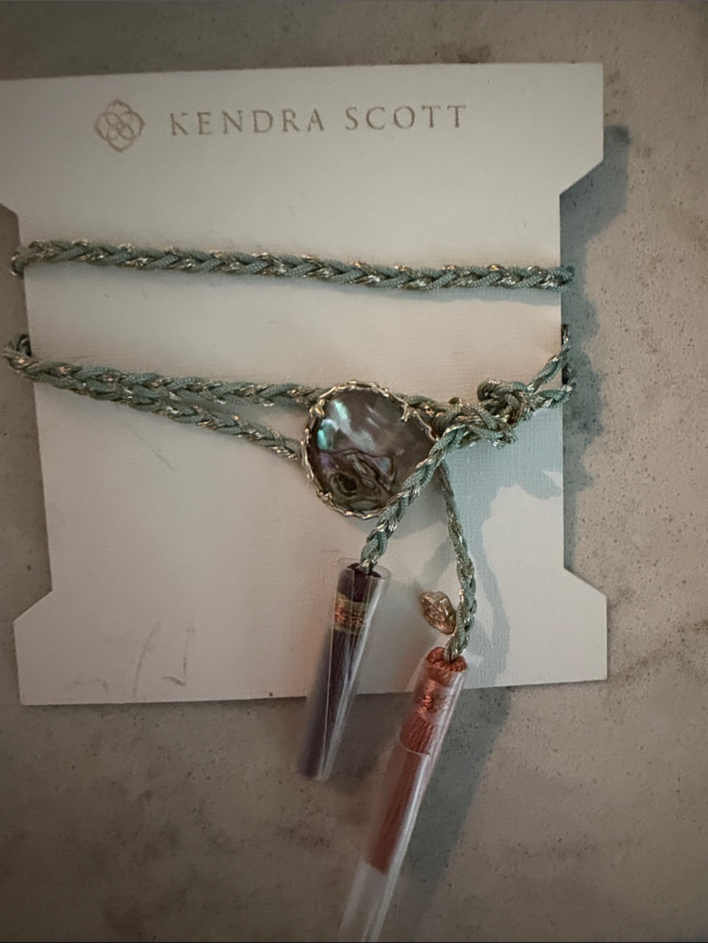 Kendra Scott Teal Braided Wrap Bracelet with Abalone Accent. New, Never Worn.